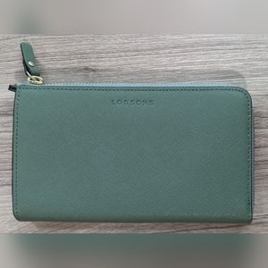 Lo & Sons Green Saffiano Leather Slim Wallet